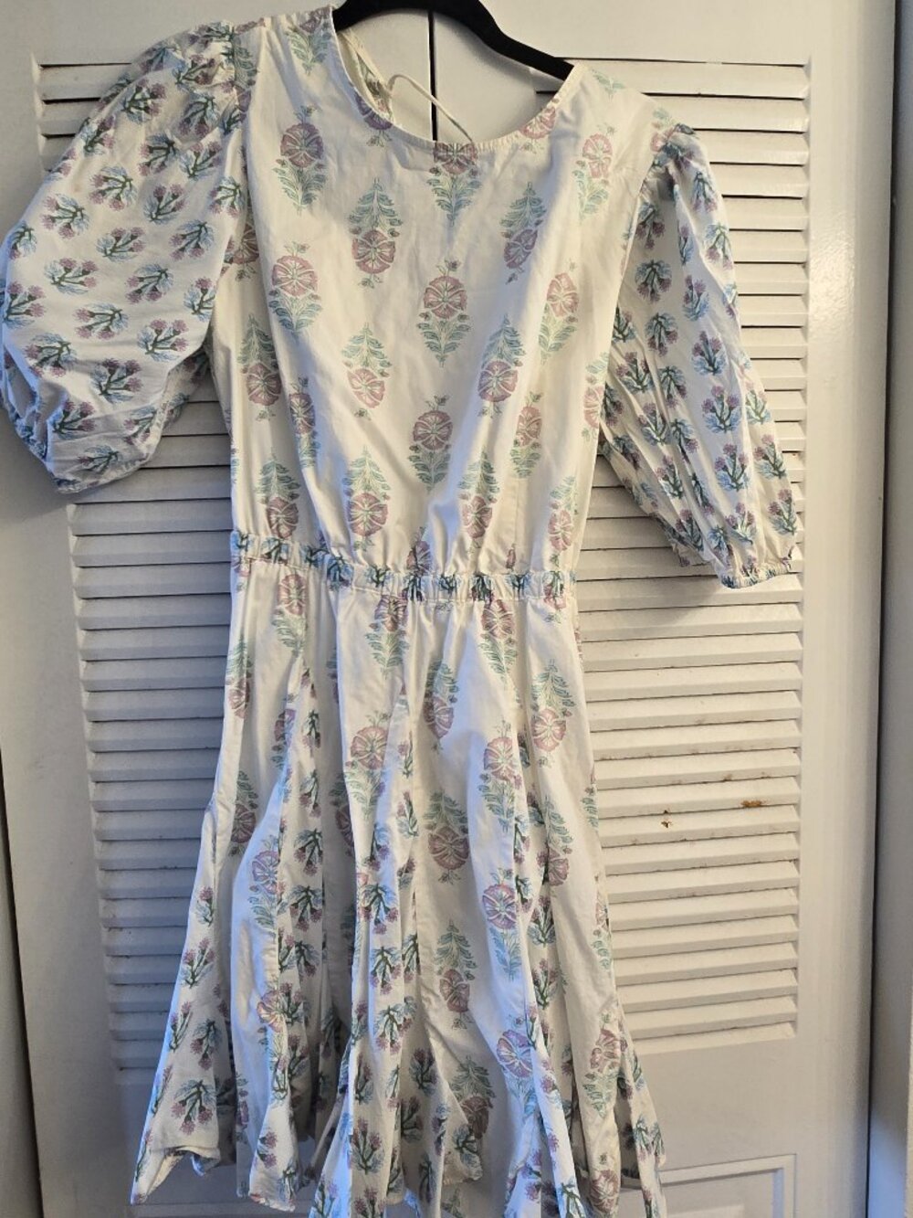 Size M  Christian Lacroix Flare Floral Print Dress with Puff Sleeves